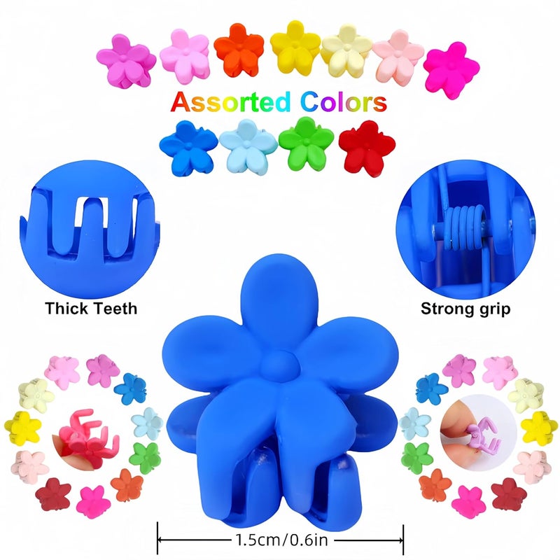 Tesvyns 50Pcs Mini Flower Hair Clip Colorful Mini Hair Claw Baby Hair Clips Toddler Hair Clips Girls Decorative Bun Tiny hair clips, Assorted Colors (Floral) - Image 3